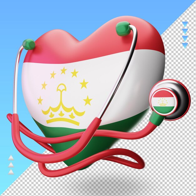 PSD 3d światowy dzień zdrowia flaga tadżykistanu renderujący prawy widok