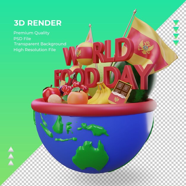 3D Światowy Dzień Żywności Czarnogóra renderujący prawy widok