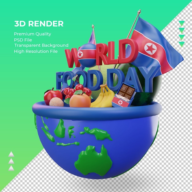 3d światowy Dzień żywności Korea Północna Renderuje Prawy Widok