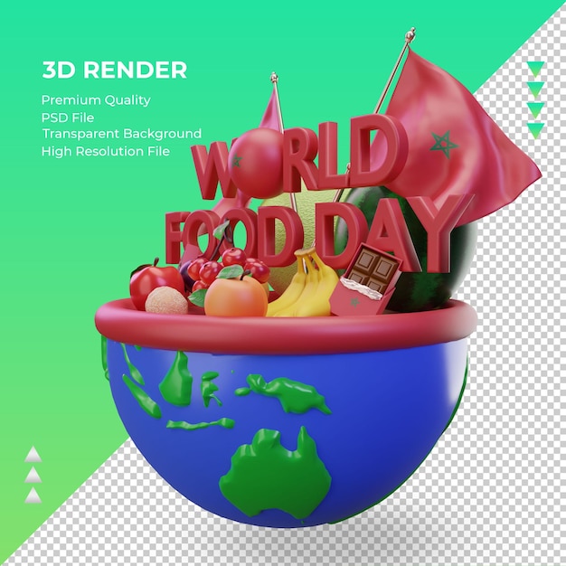 3d światowy Dzień żywności Maroko Renderuje Prawy Widok