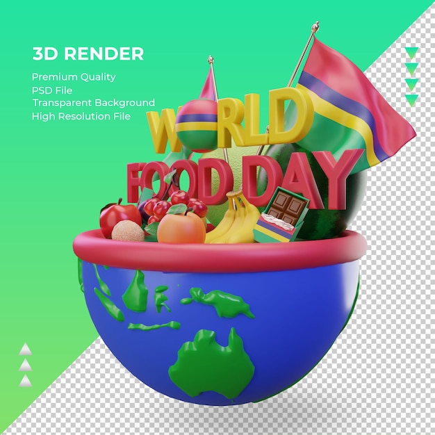 3D Światowy Dzień Żywności Mauritius renderujący prawy widok