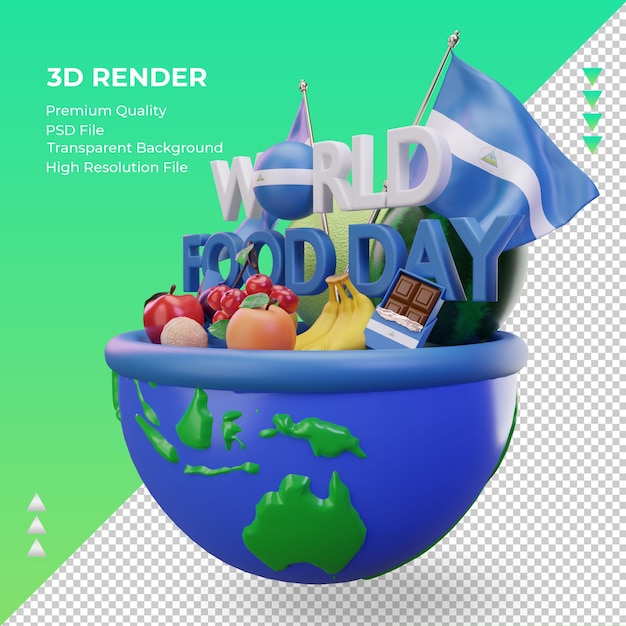 3D Światowy Dzień Żywności Nikaragua renderujący prawy widok