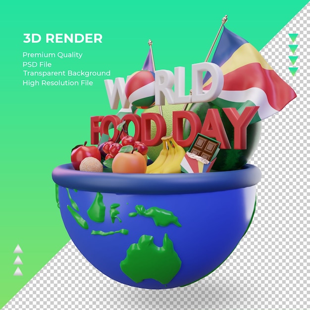 3d światowy Dzień żywności Seszele Renderujący Prawy Widok