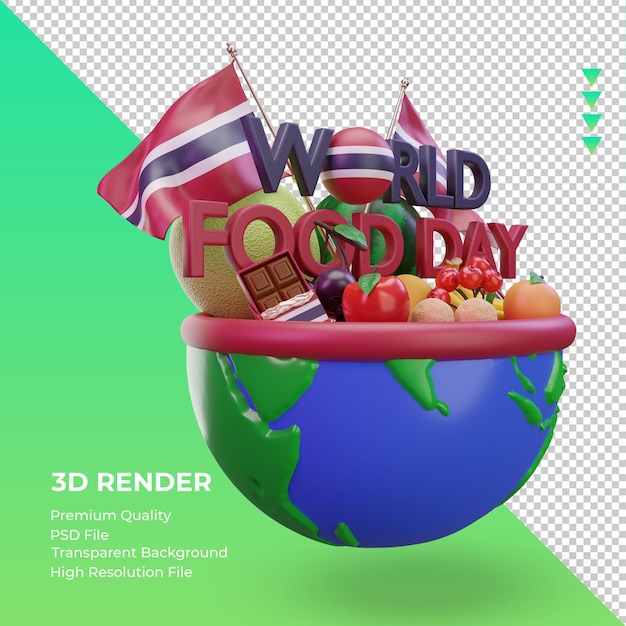 PSD 3d światowy dzień żywności tajlandia renderuje widok z lewej strony