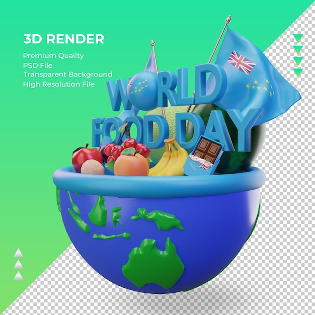 3d światowy Dzień żywności Tuvalu Renderujący Prawy Widok