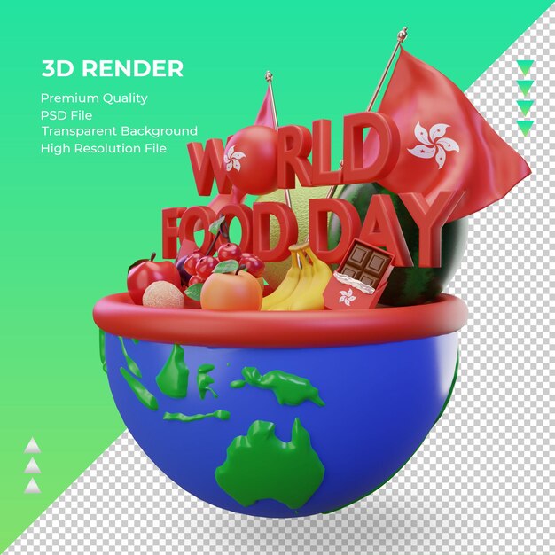 3d światowy Dzień żywności W Hongkongu Renderuje Prawy Widok