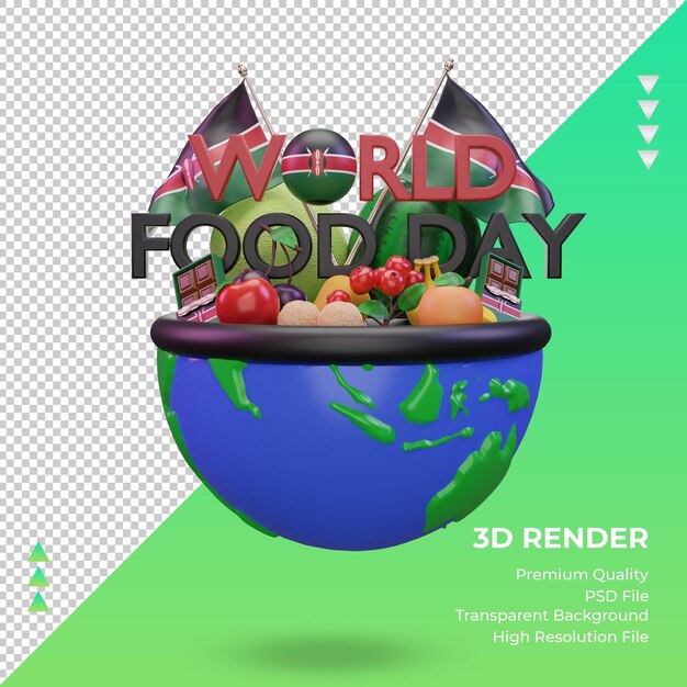 3d światowy Dzień żywności W Kenii Renderujący Widok Z Przodu