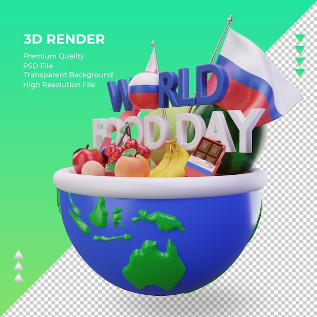 PSD 3d światowy dzień żywności w rosji renderuje prawy widok