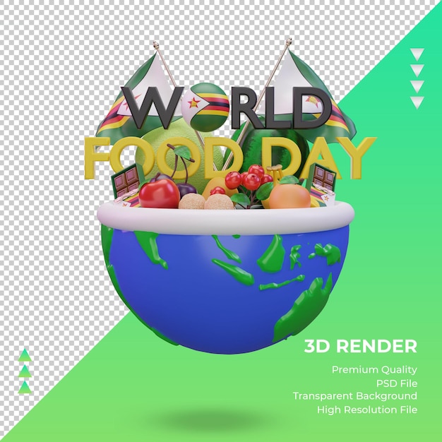 3d światowy Dzień żywności Zimbabwe Renderujący Widok Z Przodu