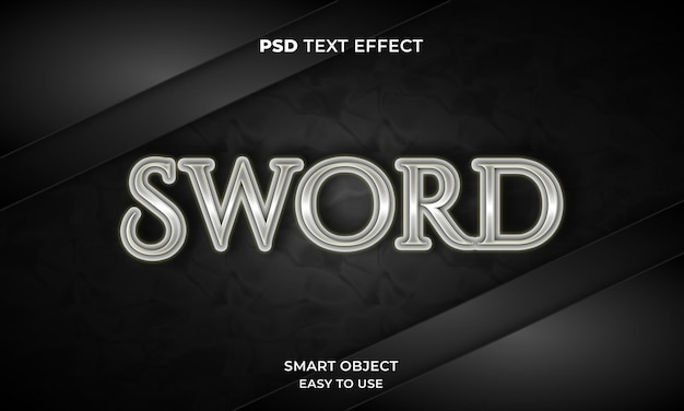 3d sword text effect template with dark color