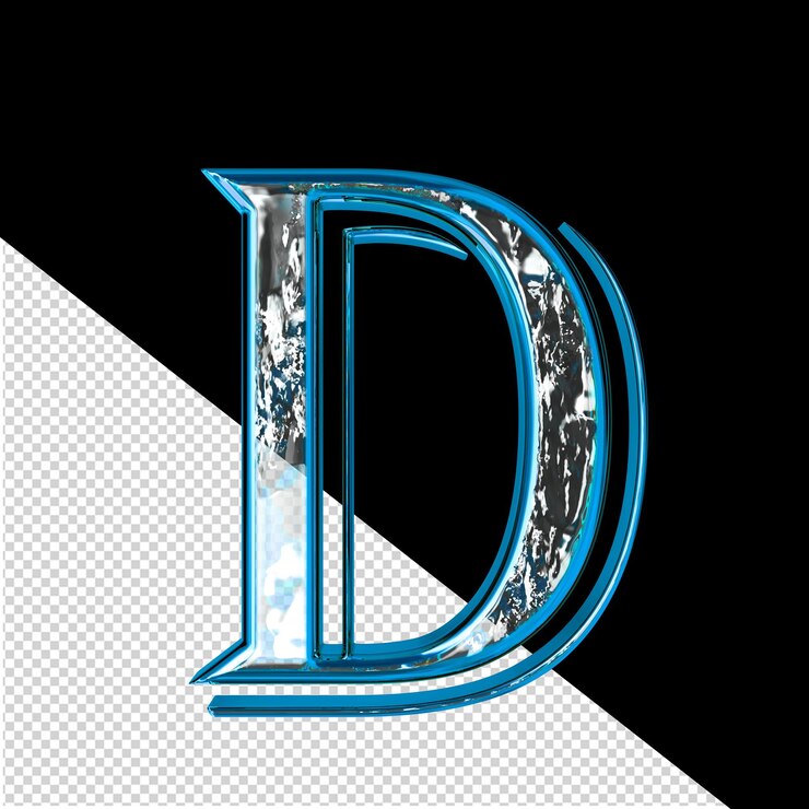PSD ブルー フレーム文字 d の 3 d シンボル