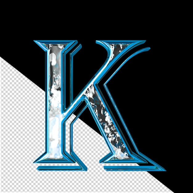 PSD 3d symbol in a blue frame letter k