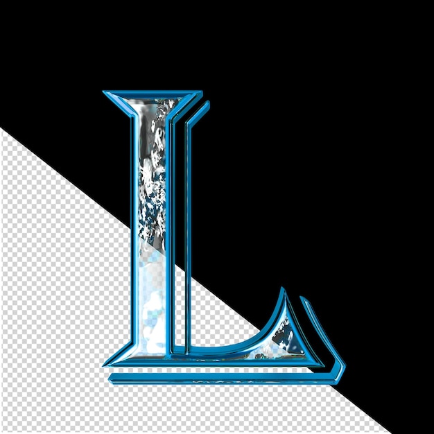 3d symbol in a blue frame letter l