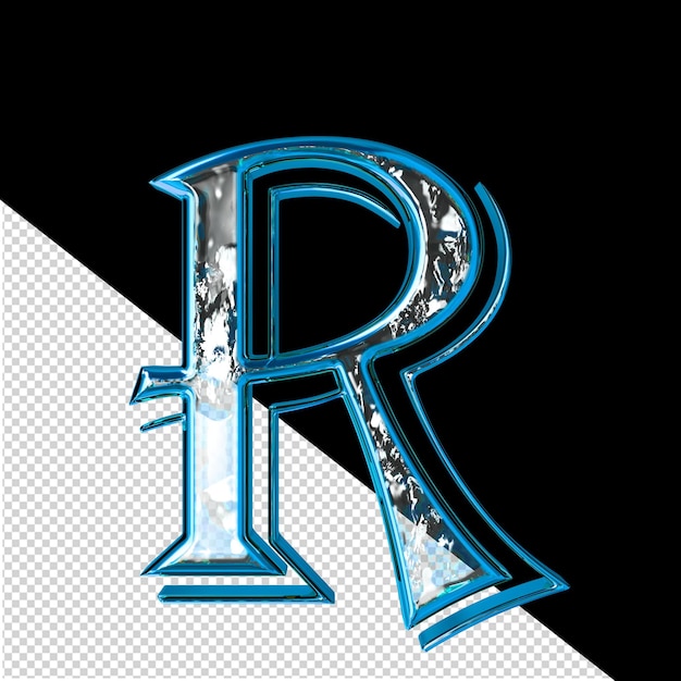 PSD 3d symbol in a blue frame letter r