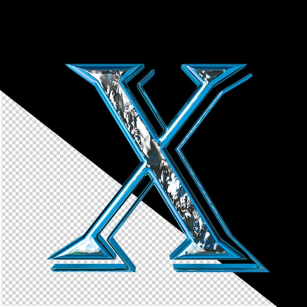 3d symbol in a blue frame letter x