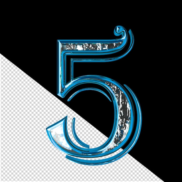 PSD 3d symbol in a blue frame number 5