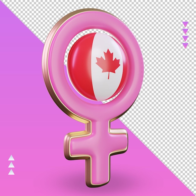 3d Symbol Dnia Kobiet Flaga Kanady Renderowania Lewy Widok
