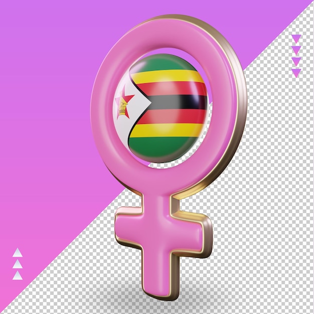 3d Symbol Dnia Kobiet Flaga Zimbabwe Renderujący Prawy Widok