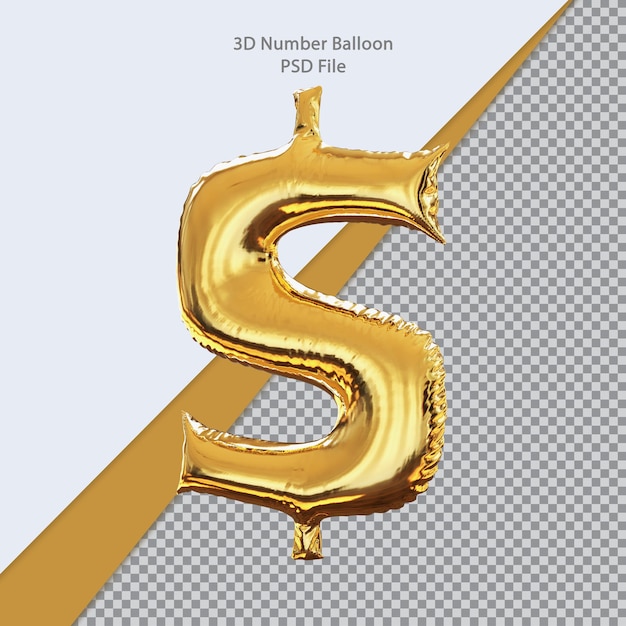 3d simbolo dollaro palloncino d'oro