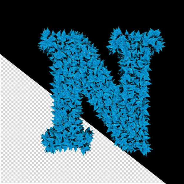 3d symbol from blue leaves letter n