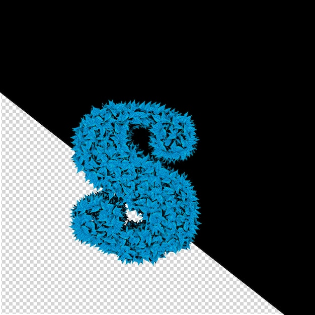 PSD 3d symbol from blue leaves letter s