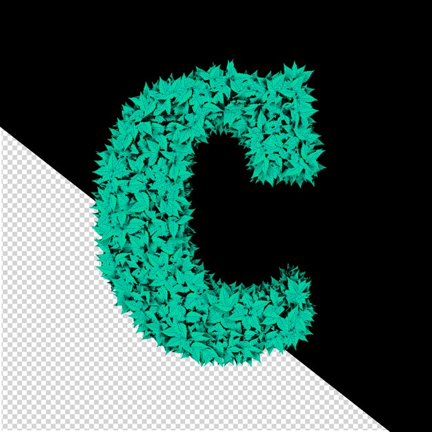 PSD 3d symbol from menthol leaves letter c