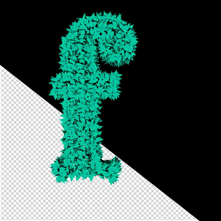PSD 3d symbol from menthol leaves letter f