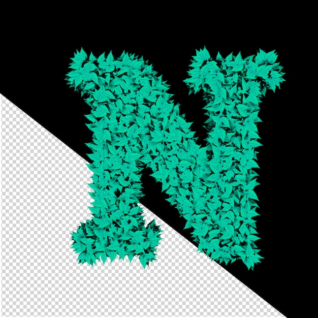 PSD 3d symbol from menthol leaves letter n