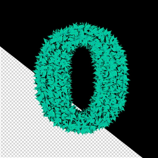 3d symbol from menthol leaves letter o