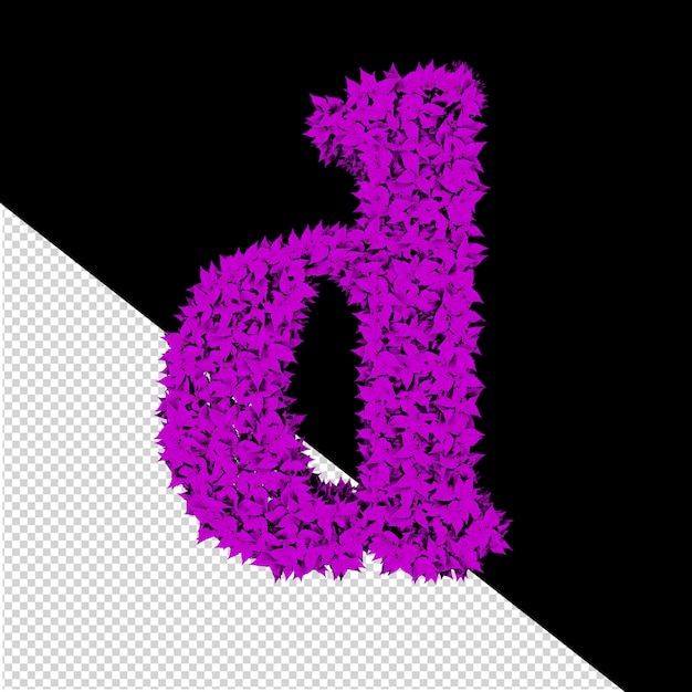 3d symbol from purple leaves letter d