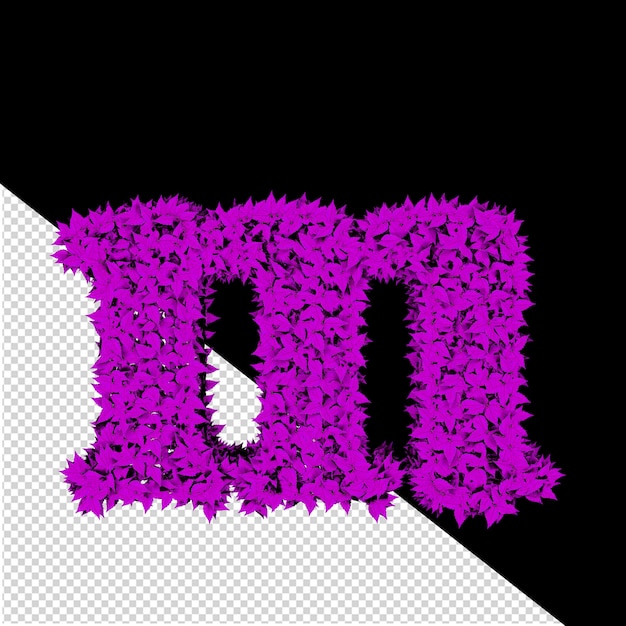 PSD 3d symbol from purple leaves letter m