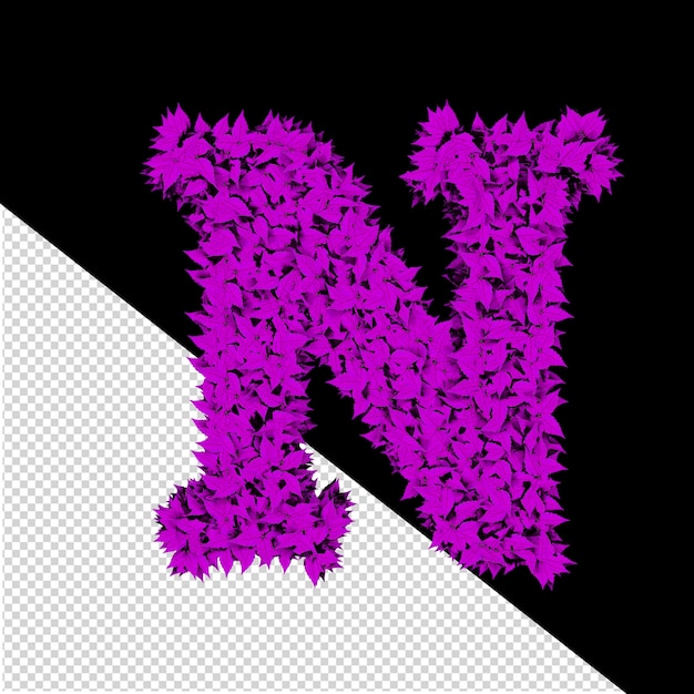 3d symbol from purple leaves letter n