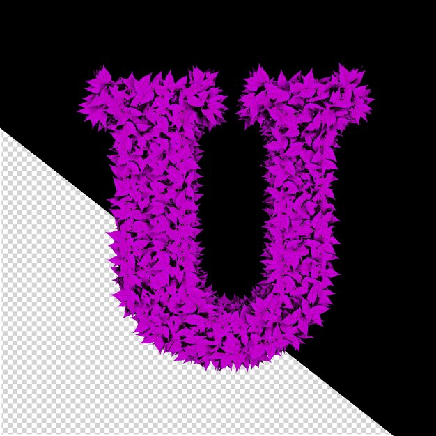 3d symbol from purple leaves letter u