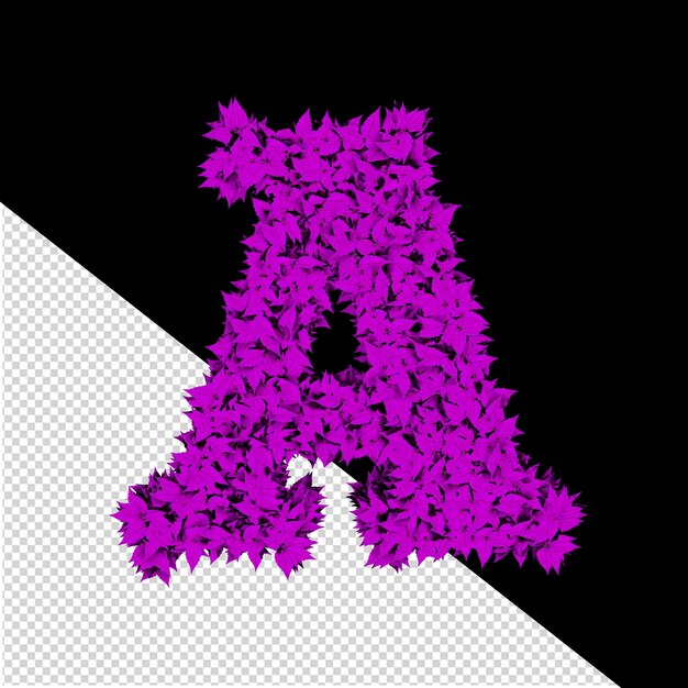 PSD 3d symbol from purple leaves letter a