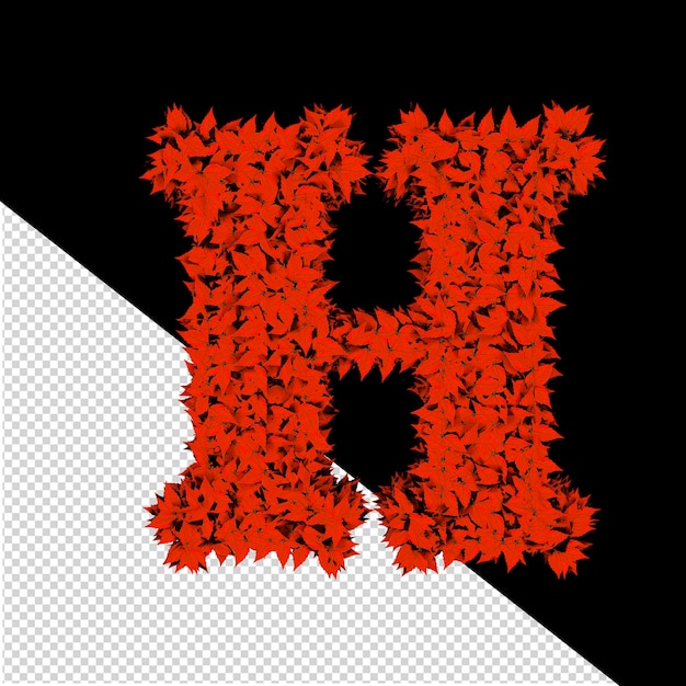 PSD 3d symbol from red leaves letter h