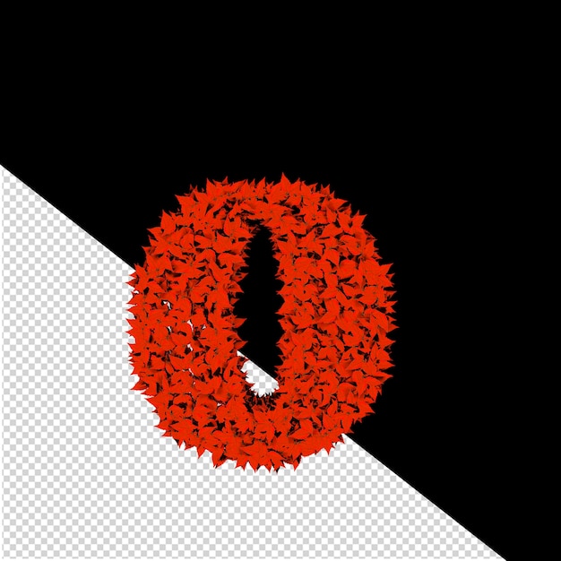 3d symbol from red leaves letter o