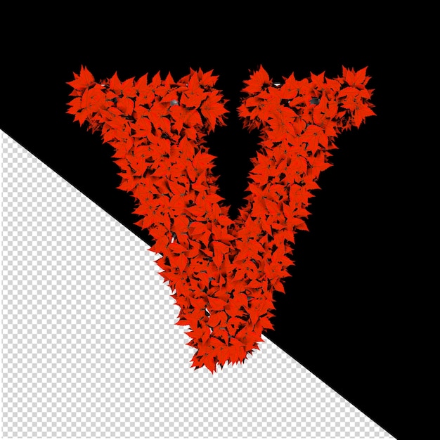 3d символ из красных листьев буква v
