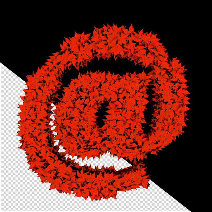 PSD 3d symbol from red leaves