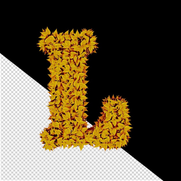 PSD 3d symbol from yellow leaves letter l