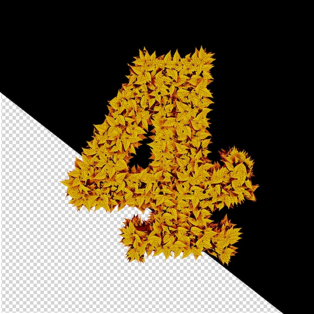 3d symbol from yellow leaves number 4