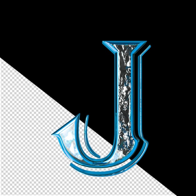 ブルー フレーム文字 j の 3 d シンボル