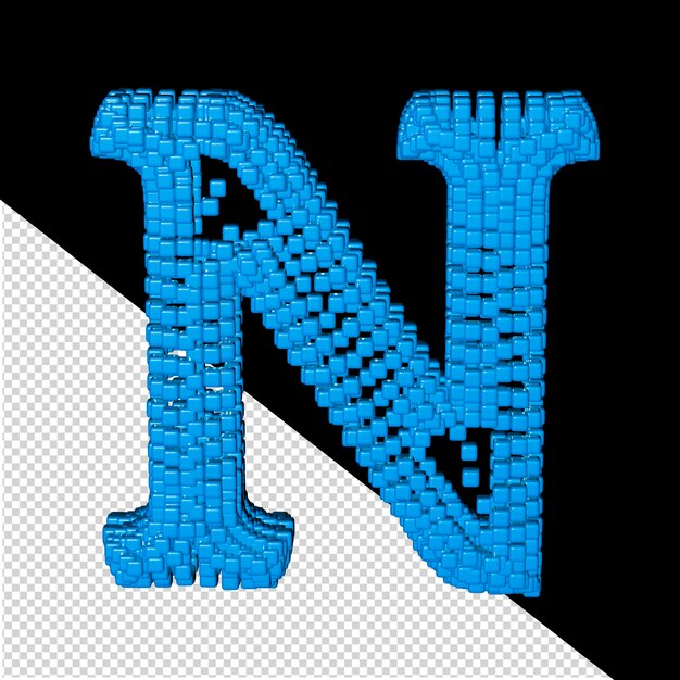 PSD 3d symbol made of blue cubes letter n