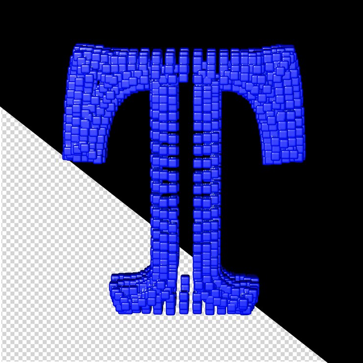 PSD 3d symbol made of blue cubes letter t