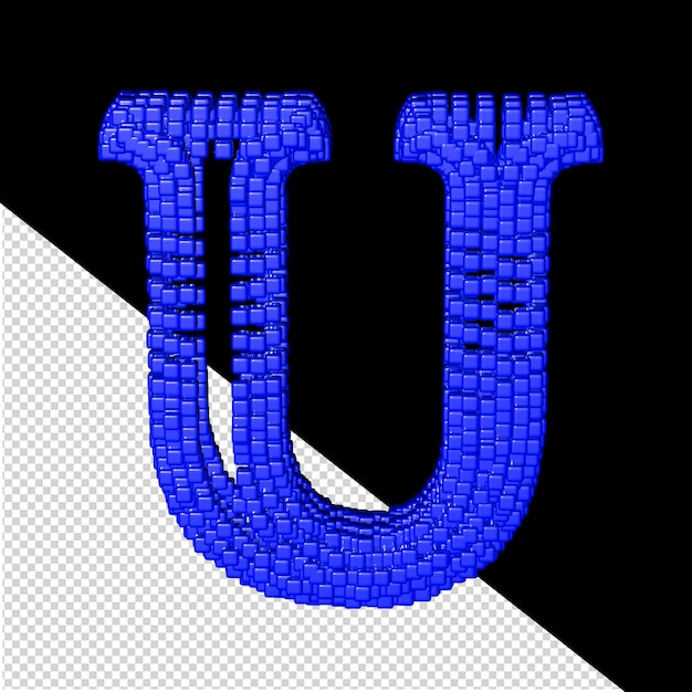 PSD 3d symbol made of blue cubes letter u