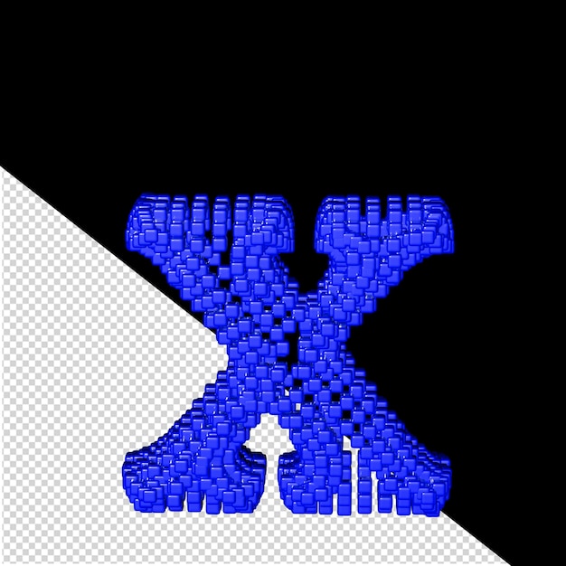 PSD 3d symbol made of blue cubes letter x