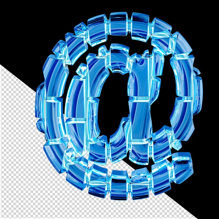 PSD 3d symbol made of blue ice vertical bricks