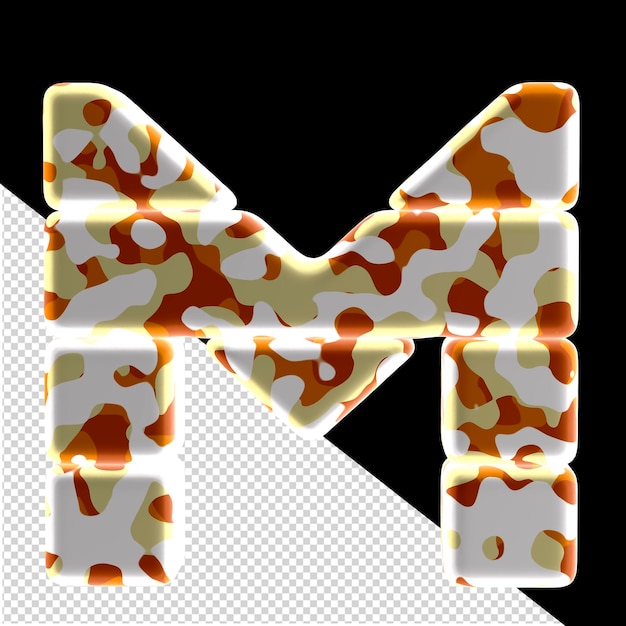 PSD 3d symbol made of colored spots letter m