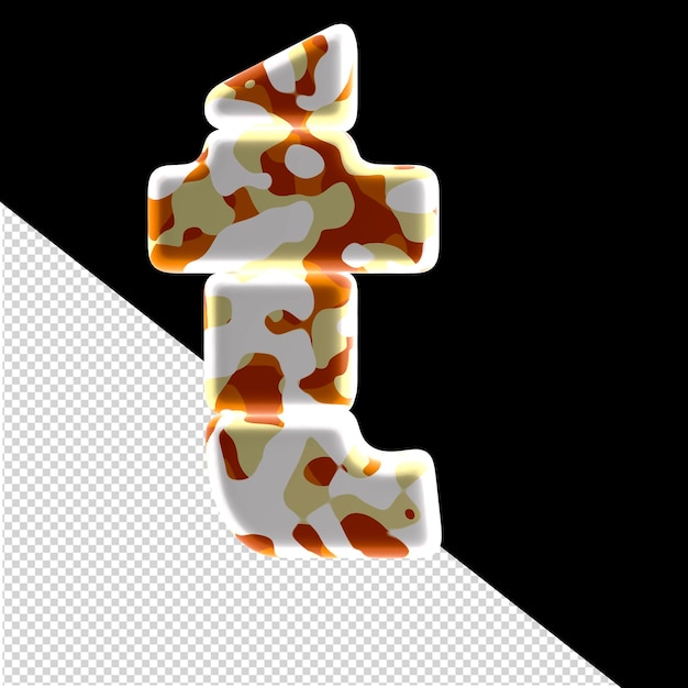 PSD 3d symbol made of colored spots letter t