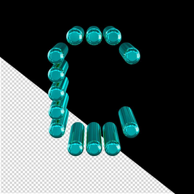 PSD 3d symbol made of cylinders letter c