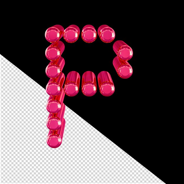 PSD 3d symbol made of cylinders letter p